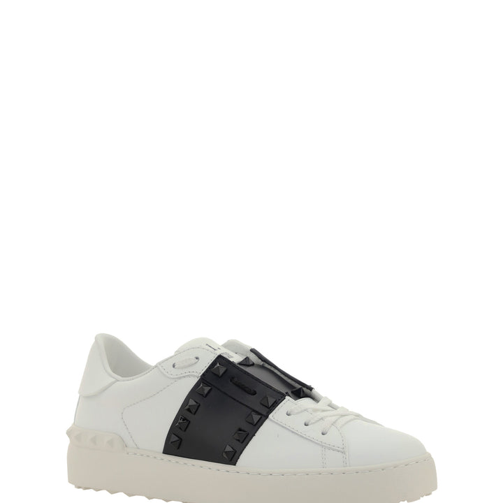 Valentino White and Black Calf Leather Sneakers