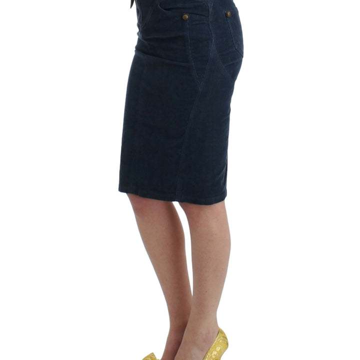 Cavalli Blue corduroy pencil skirt