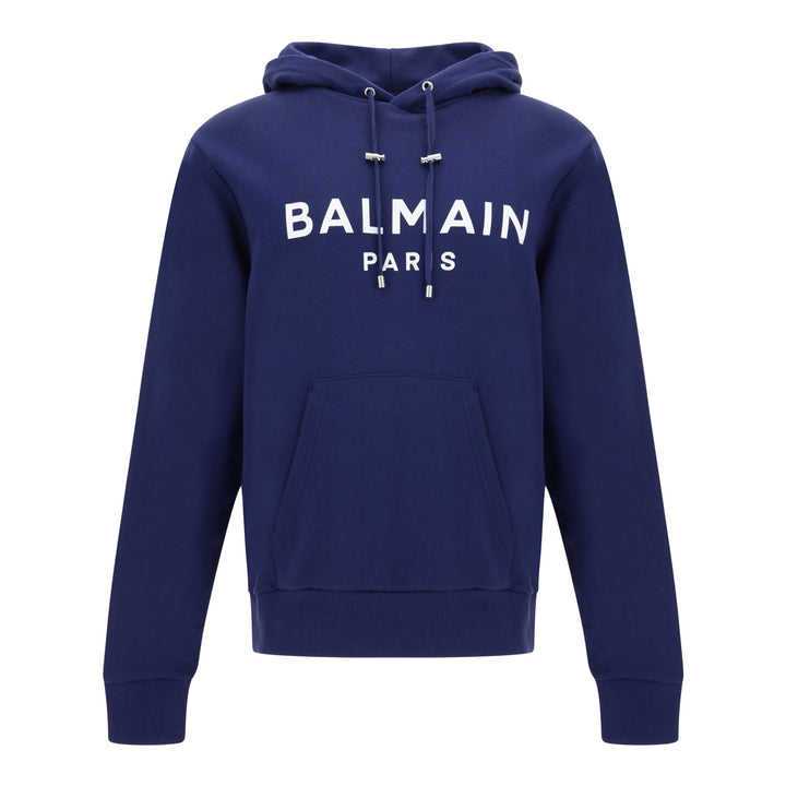 Balmain Blue Cotton Hoodie Sweatshirt