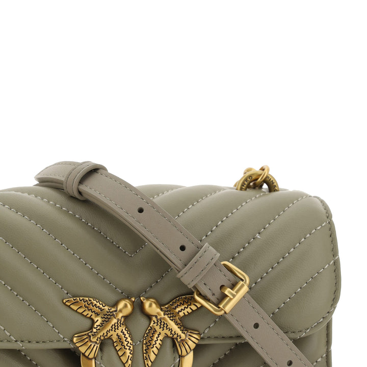 PINKO Green Calf Leather Love Bell Mini Shoulder Bag