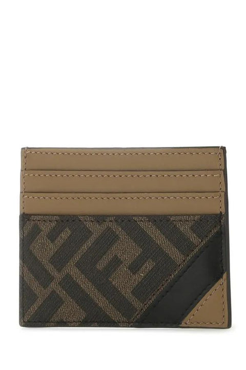 Fendi Brown Fabric Card Holder