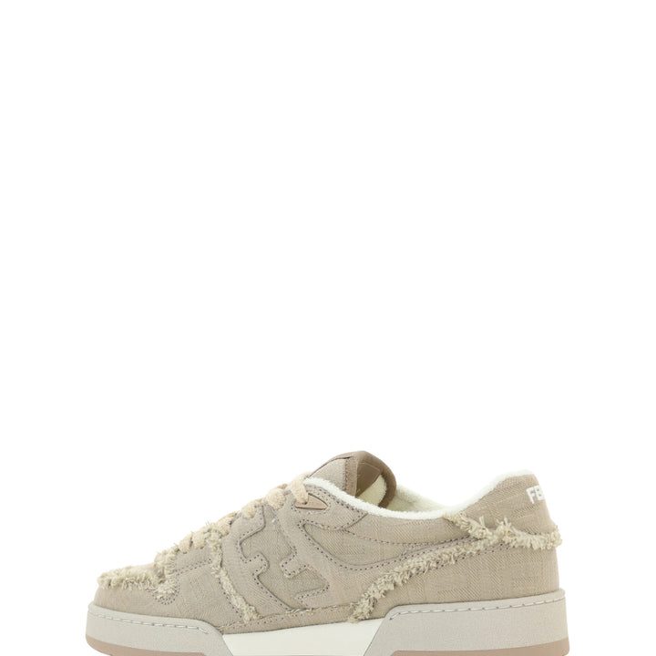 Fendi Grey Calf Leather Low Top Sneakers