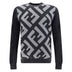 Fendi Grey Wool Logo Details Sweater