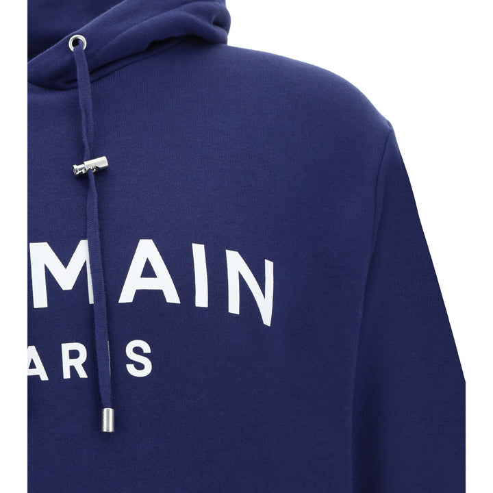 Balmain Blue Cotton Hoodie Sweatshirt