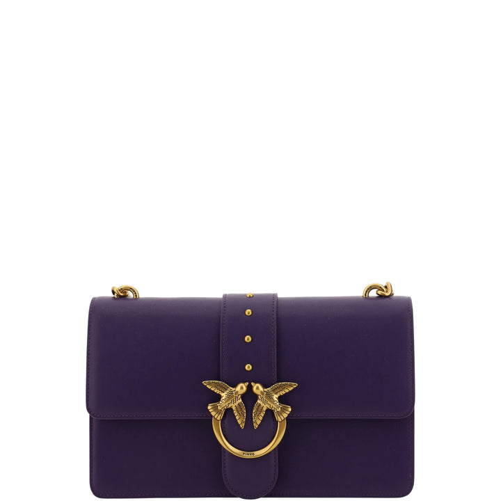 PINKO Purple Leather Love One Classic Shoulder Bag