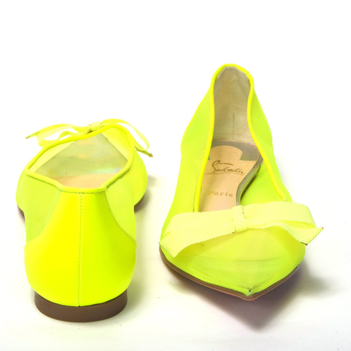 Christian Louboutin Fluro Yellow Flat Point Toe Shoe