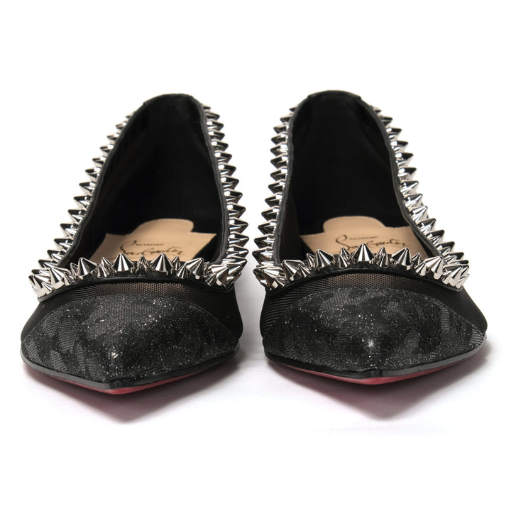 Christian Louboutin Black Silver Flat Point Toe Shoe