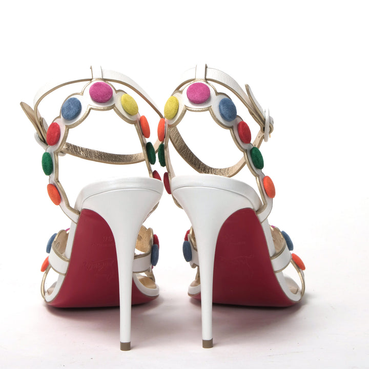 Christian Louboutin White Multicolor Spot Design High Heels Shoes Sandal