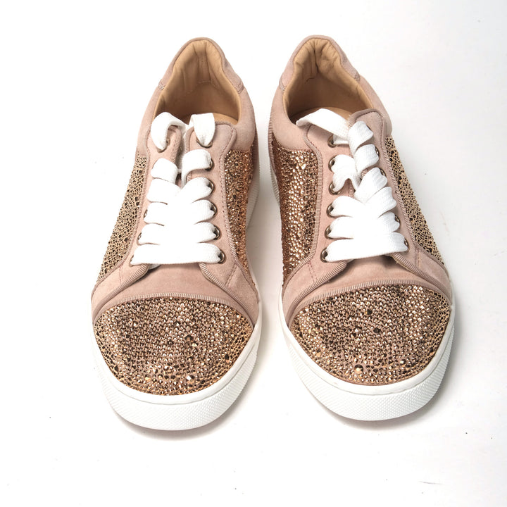 Christian Louboutin Antoinette Rose Gold Embellished Sneakers