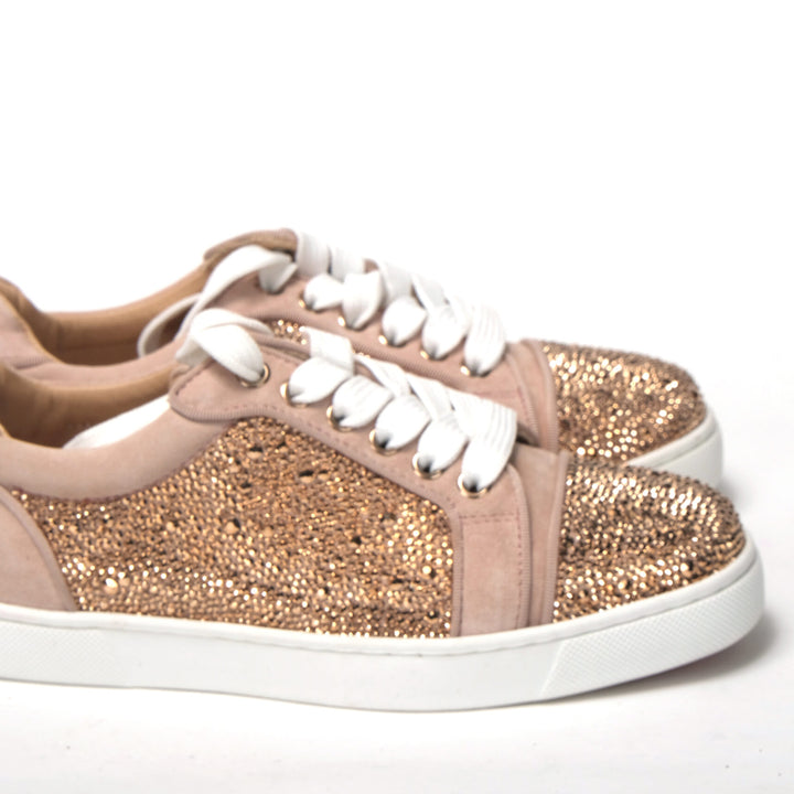 Christian Louboutin Antoinette Rose Gold Embellished Sneakers