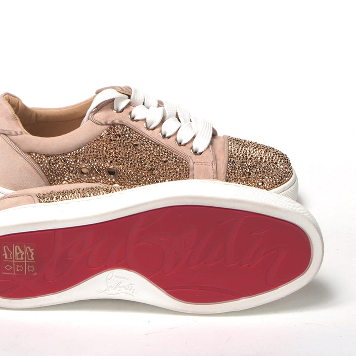 Christian Louboutin Antoinette Rose Gold Embellished Sneakers