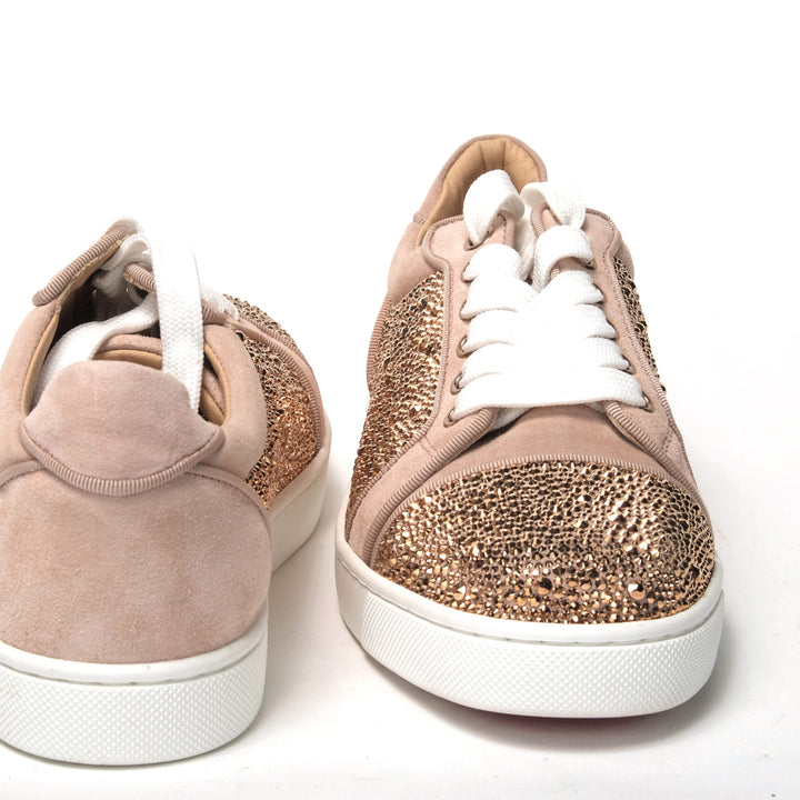 Christian Louboutin Antoinette Rose Gold Embellished Sneakers