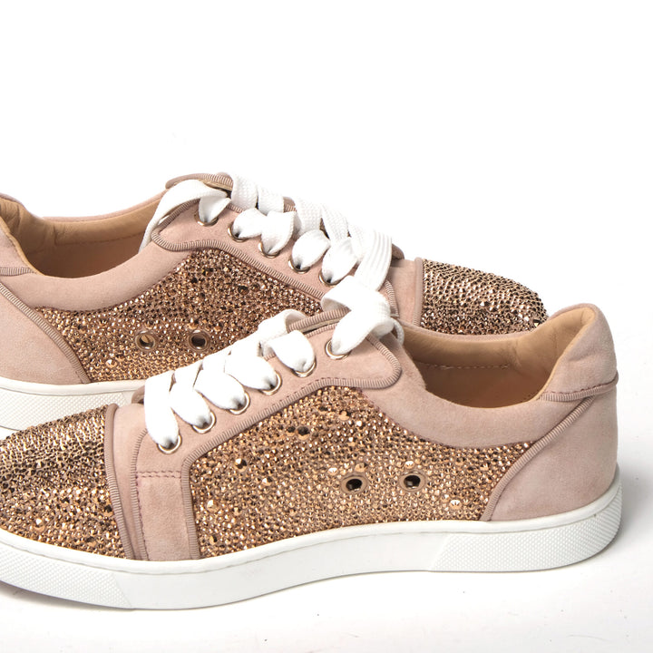 Christian Louboutin Antoinette Rose Gold Embellished Sneakers