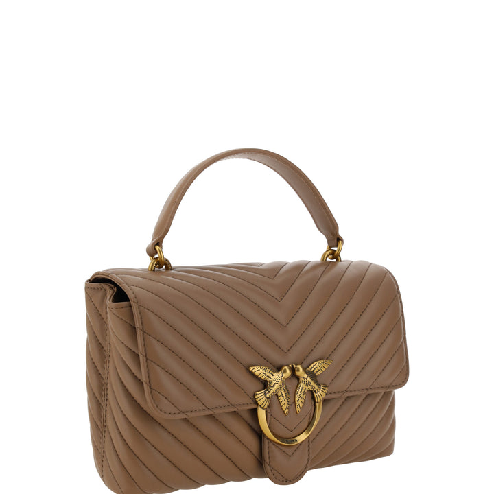 PINKO Brown Calf Leather Love Lady Handbag