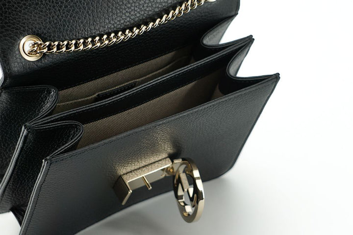 Gucci Black Calf Leather Dollar Shoulder Bag