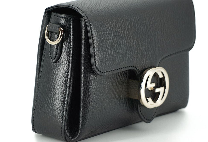 Gucci Black Calf Leather Dollar Shoulder Bag