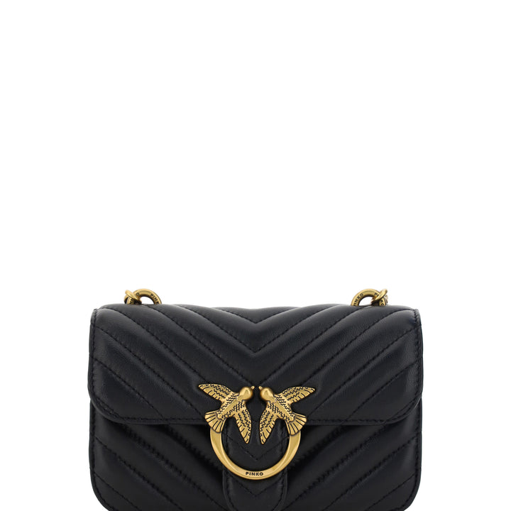 PINKO Black Leather Love Bell Mini Shoulder Bag