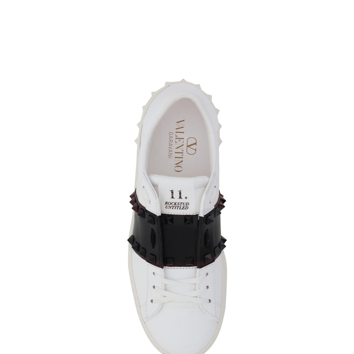 Valentino White and Black Calf Leather Sneakers