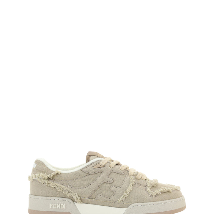 Fendi Grey Calf Leather Low Top Sneakers