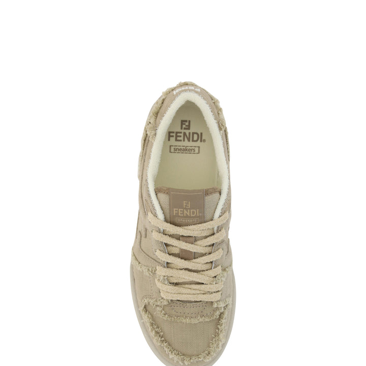 Fendi Grey Calf Leather Low Top Sneakers