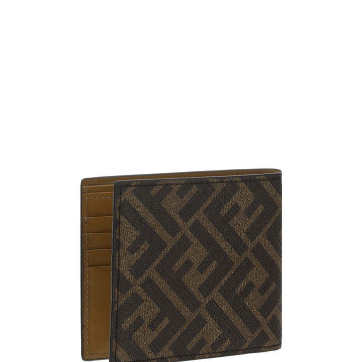 Fendi Fabric and Leather Brown Bifold Wallet