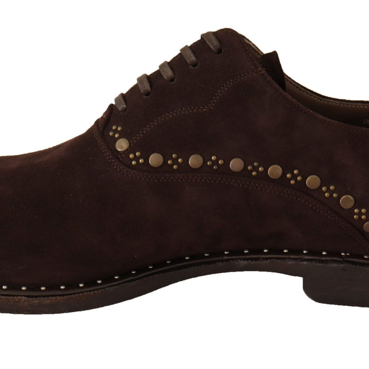 Dolce & Gabbana Brown Suede Marsala Derby Studded Shoes
