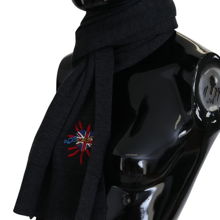 Dolce & Gabbana Black Sacred Heart #DGLovesLondon Wrap Scarf