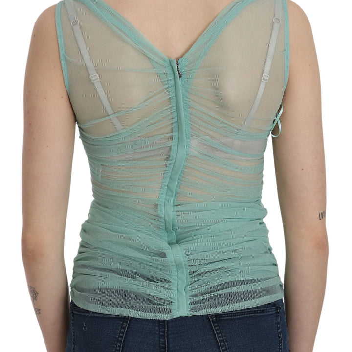 Dolce & Gabbana Green Cotton Stretch Mesh Tank Top