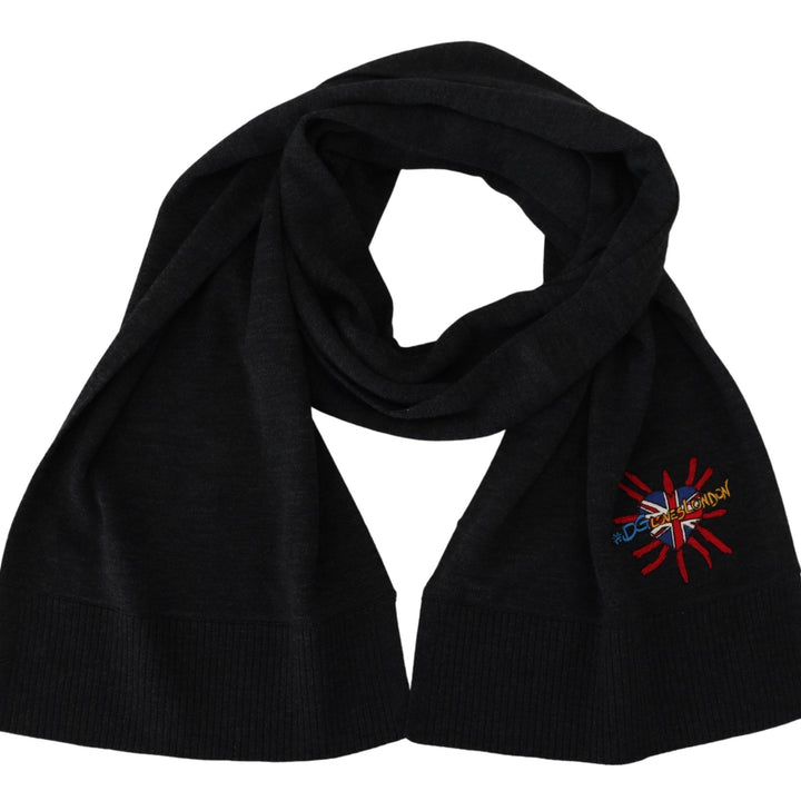 Dolce & Gabbana Black Sacred Heart #DGLovesLondon Wrap Scarf