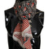 Dolce & Gabbana Black Red Linen Sailboat Stripe Print Shawl Scarf