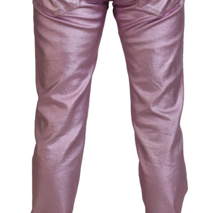 Dolce & Gabbana Metallic Pink Cotton Loose Denim Jeans