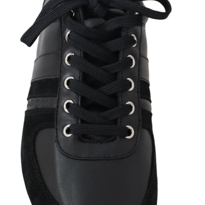 Dolce & Gabbana Black Logo Leather Casual Sneakers Shoes