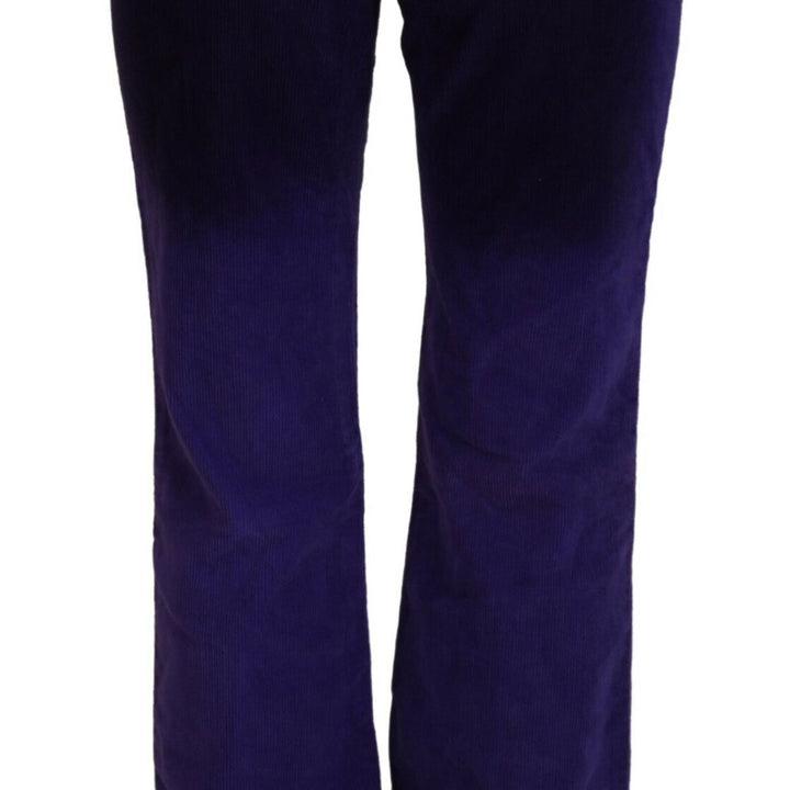 Just Cavalli Purple Cotton Corduroy Women Pants