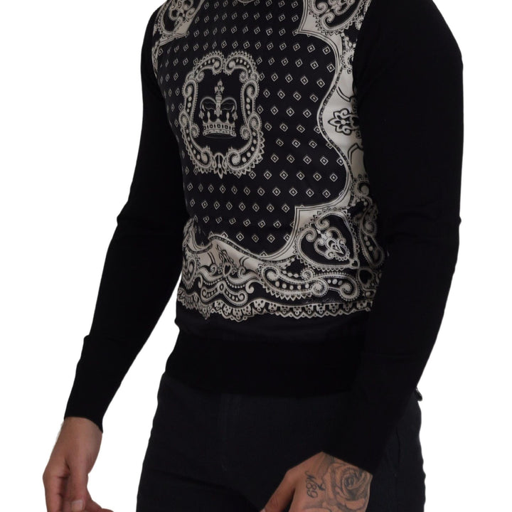 Dolce & Gabbana Black Bandana Crewneck Pullover Sweater