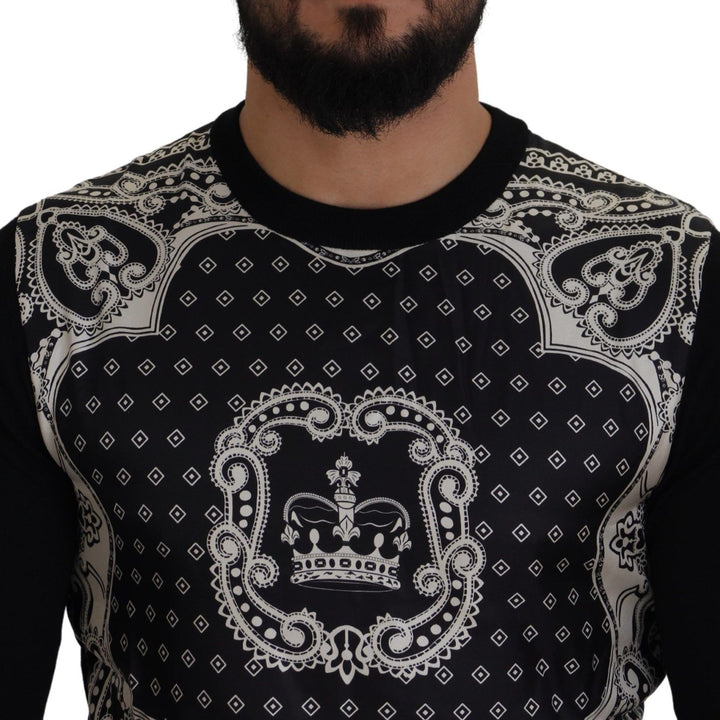 Dolce & Gabbana Black Bandana Crewneck Pullover Sweater