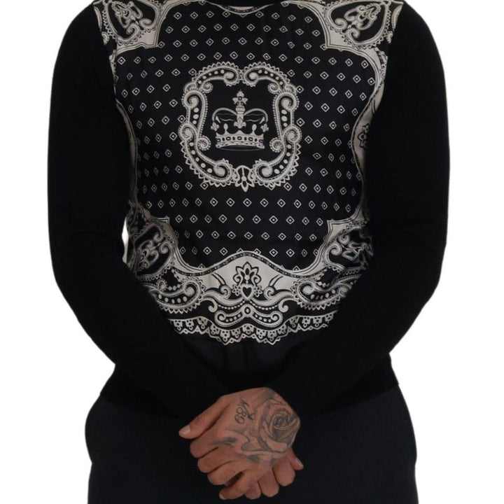 Dolce & Gabbana Black Bandana Crewneck Pullover Sweater