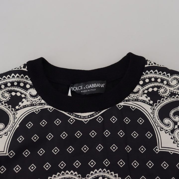 Dolce & Gabbana Black Bandana Crewneck Pullover Sweater