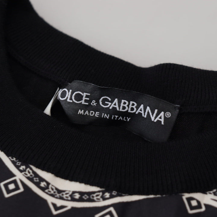 Dolce & Gabbana Black Bandana Crewneck Pullover Sweater