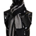 Dolce & Gabbana Black Gray Cotton Modal Jacquard Logo Wrap Scarf