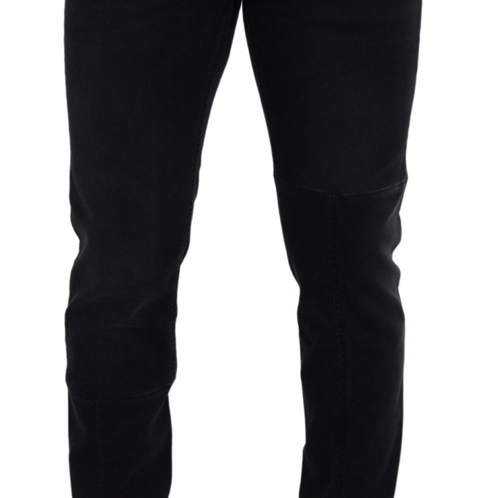 Dolce & Gabbana Black Cotton Patch Embroidery Denim Jeans