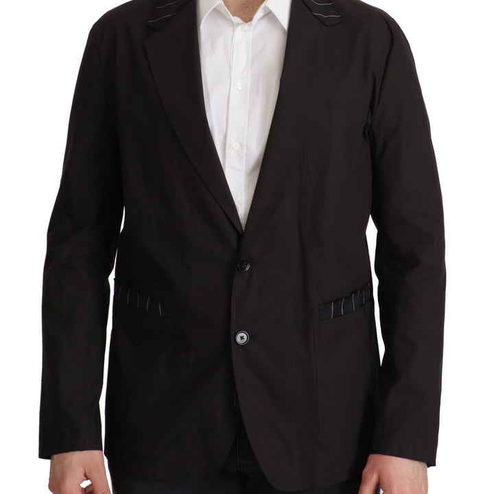 Dolce & Gabbana Black Cotton Single Breasted Blazer Jacket