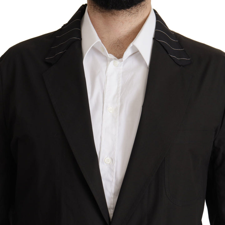 Dolce & Gabbana Black Cotton Single Breasted Blazer Jacket