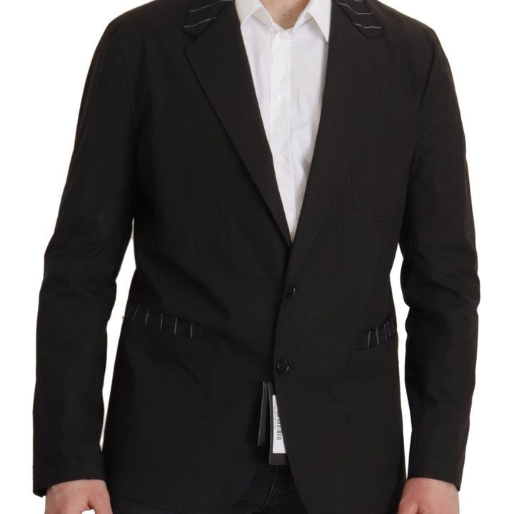 Dolce & Gabbana Black Cotton Single Breasted Blazer Jacket