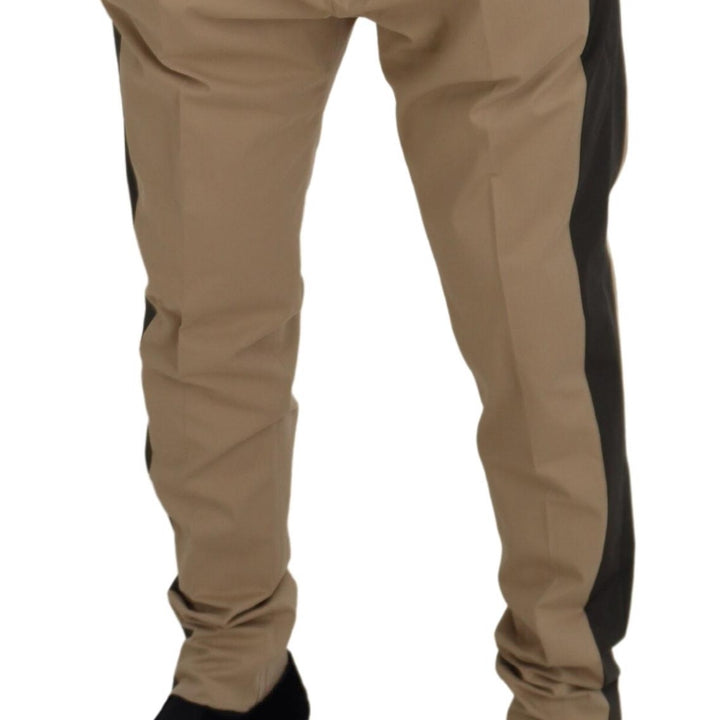 Dolce & Gabbana Brown Black Cotton Chino Men Pants