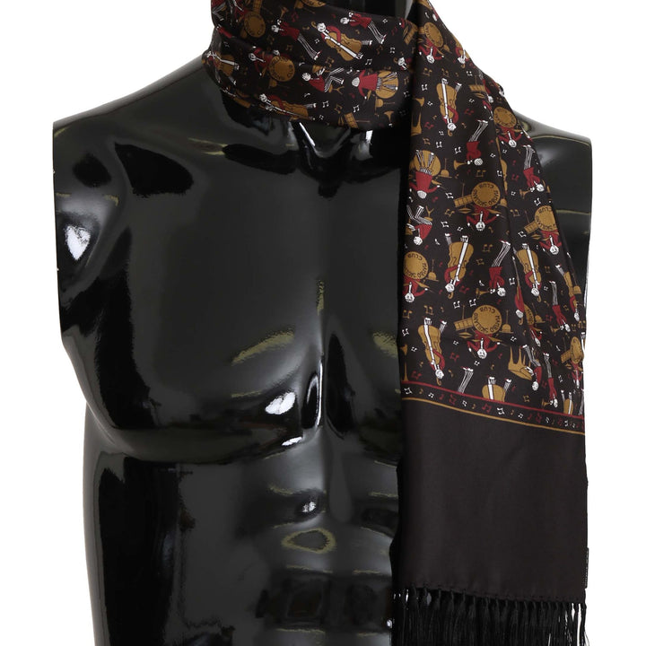 Dolce & Gabbana Brown Musicians Print Mens  Scarf