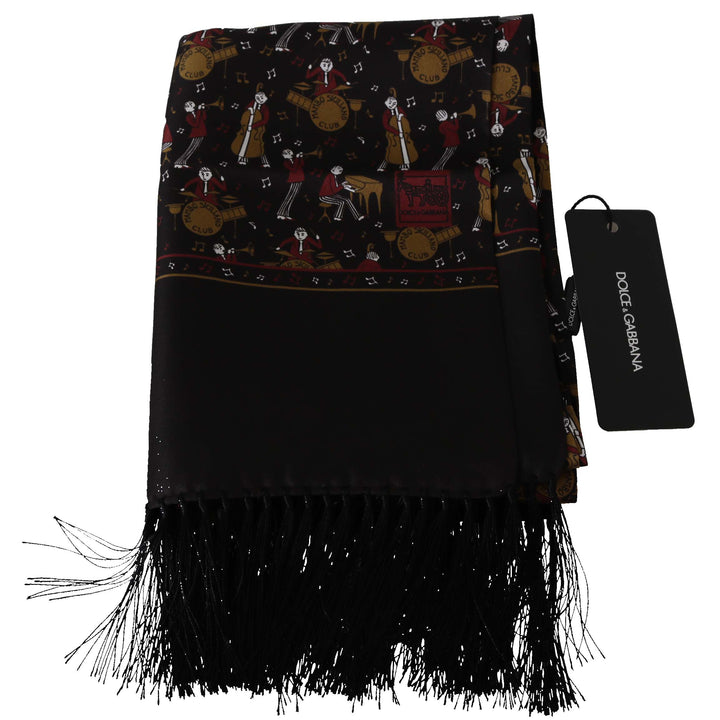 Dolce & Gabbana Brown Musicians Print Mens  Scarf