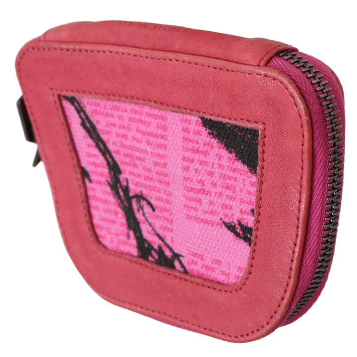 PINKO Pink Suede Printed Coin Holder Women Fabric Zippered Purse