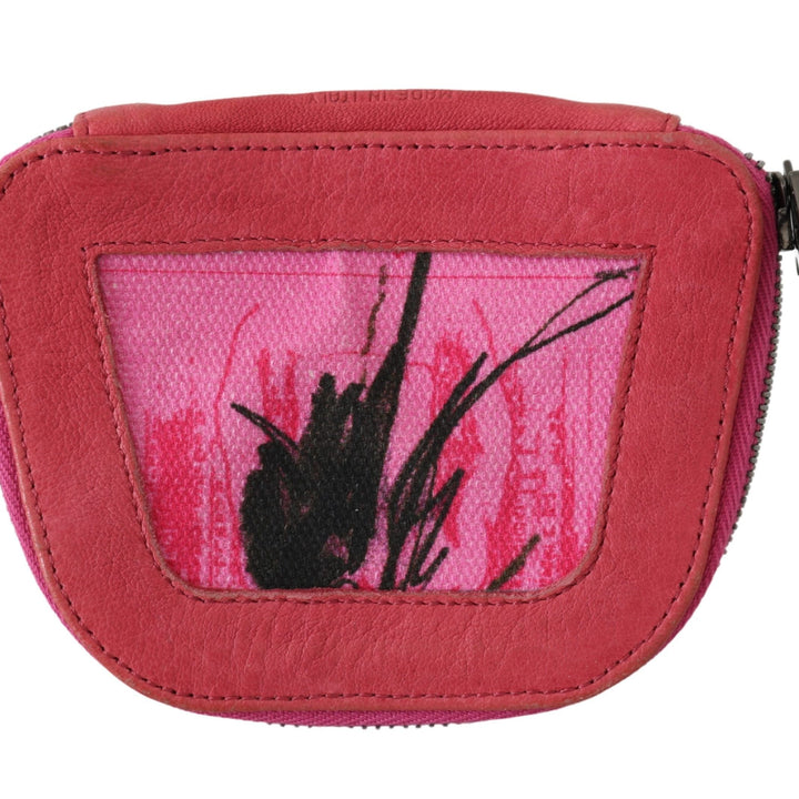 PINKO Pink Suede Printed Coin Holder Women Fabric Zippered Purse