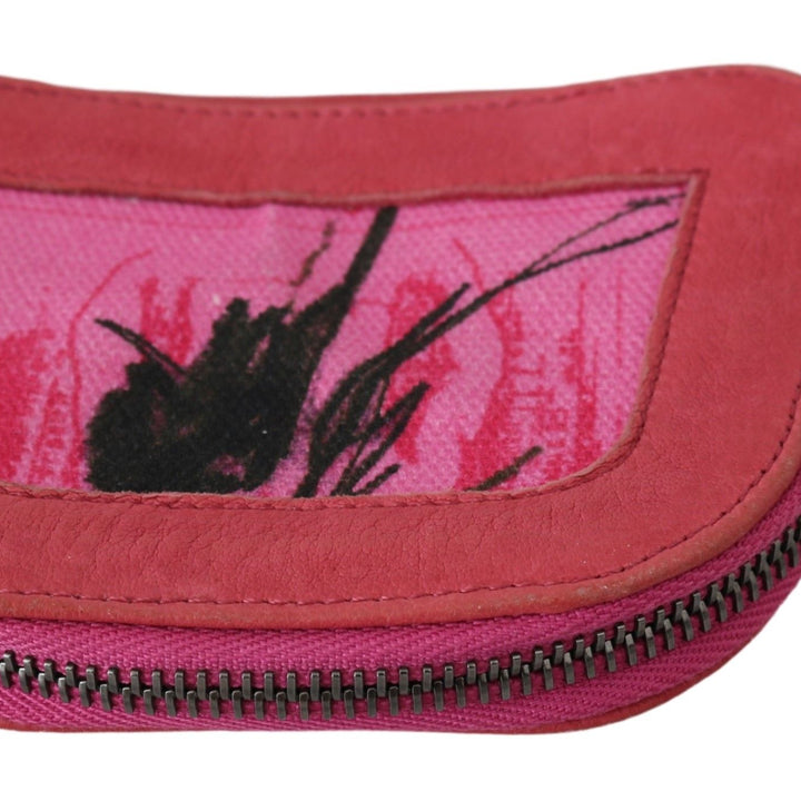 PINKO Pink Suede Printed Coin Holder Women Fabric Zippered Purse