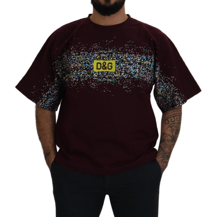 Dolce & Gabbana Bordeaux Cotton DG CHANNEL Top  T-shirt